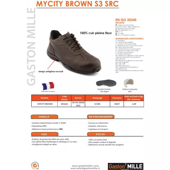 Darba apavi no ādas Mycity S3 SRC, Gaston Mille Darba apavi, Darba apavi image