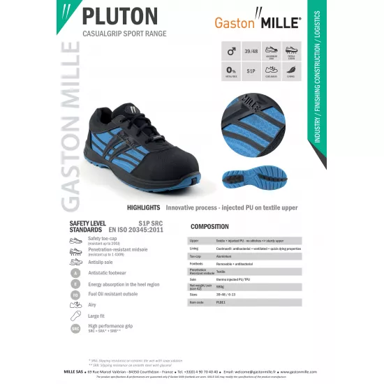 Sportiski darba apavi, Gaston Mille PLUTON S1P SRC image