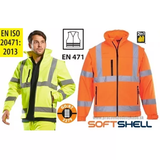 Atstarojoša virsjaka Softshell, PORTWEST S428 Darba apģērbs, Augstas redzamības apģērbs, Darba jakas image