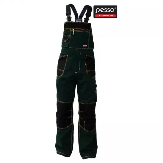 Darba puskombinezons no īpaši izturīga kokvilnas Canvas auduma, zaļš, Pesso Darba apģērbs, Darba puskombinezoni image
