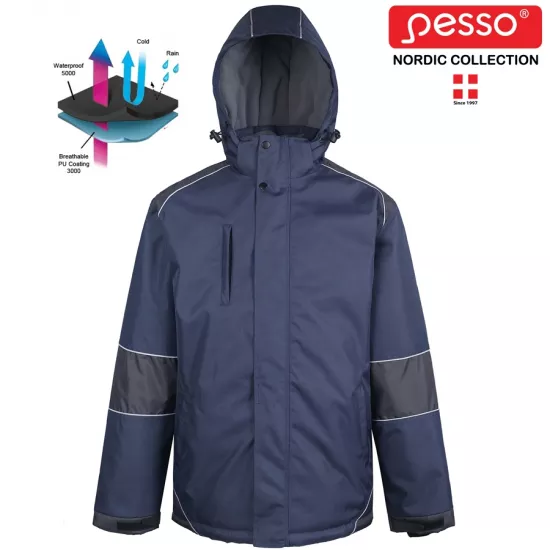 Silta lietus virsjaka, Pesso ARVIKA, zila Darba apģērbs, Virsjakas image