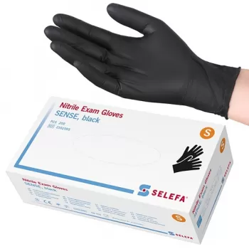 Vienreizlietojami nitrila cimdi bez pulvera, SELEFA Sense, melni 200 gab*